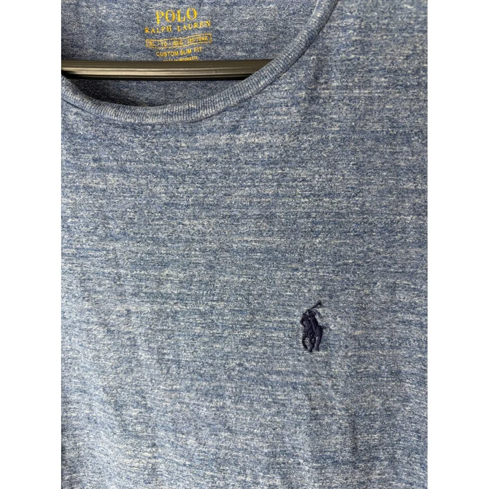 Polo Ralph Lauren Mens Custom Slim Fit Heathered Blue T-Shirt XL Short Sleeve